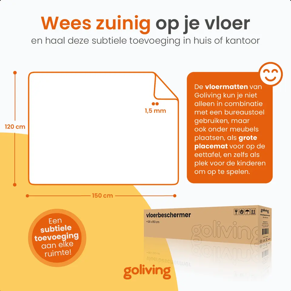 Goliving Vloerbeschermer bureaustoel - 120x150cm - Bureaustoelmat
