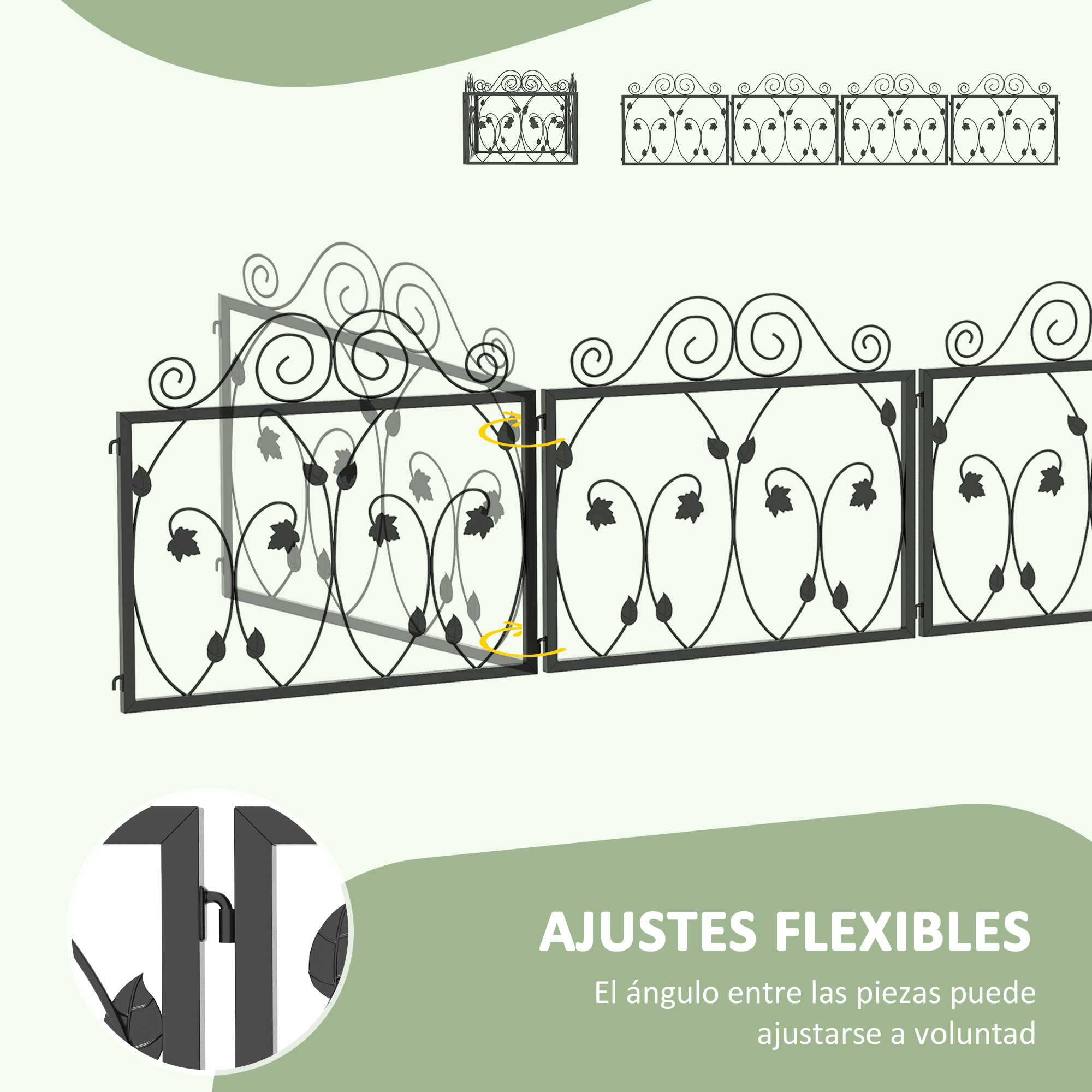 Cercas de jardim pretas Outsunny