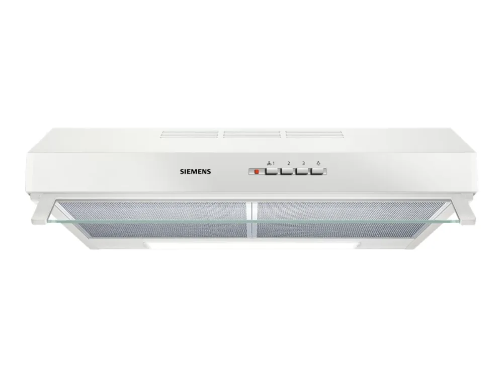 Siemens iQ100 LU63LCC20 - Hætte - standard - bredde: 60 cm - dybde: 48.2 cm - udsugning & recirculation - med intern motor - hvid