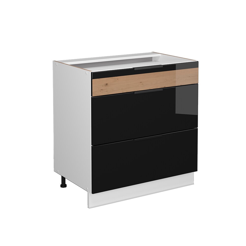 Vicco Schubladenunterschrank Küchenschrank Küchenmöbel Fame-Line Weiß Schwarz Eiche 80 cm modern Hochglanz