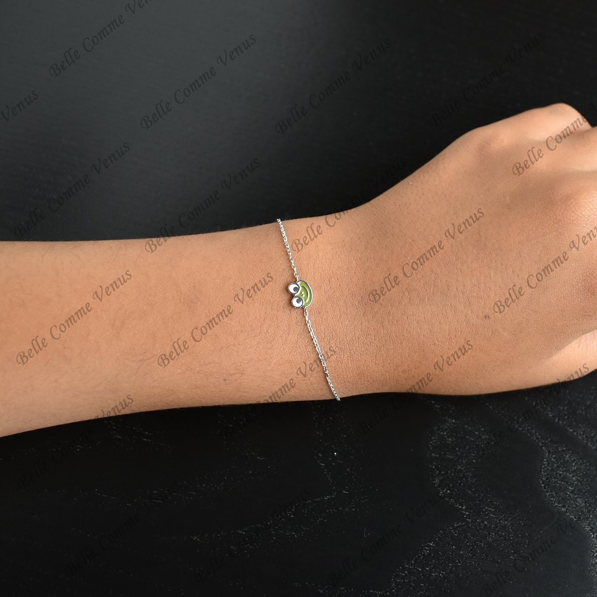 Bracelet grenouille émail coloré Argent 925 Rhodié