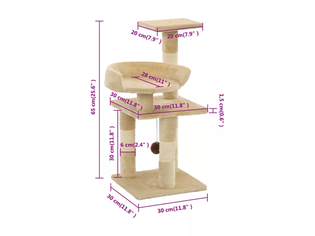 Arbre à chat avec griffoirs en sisal 65 cm Beige