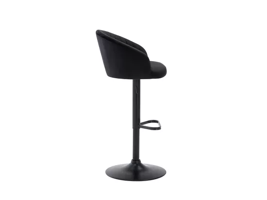 Lot de 2 tabourets de bar en velours et métal - Hauteur réglable - Noir - DORALIZ
