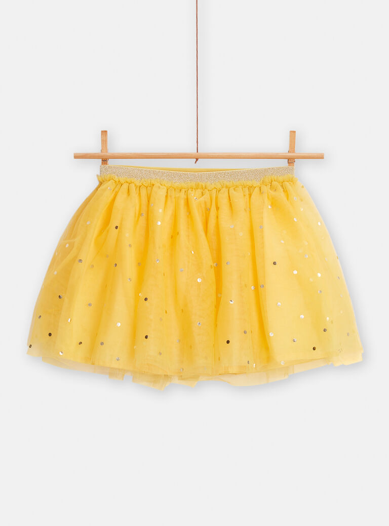 Jupe en tulle jaune à pois pour fille