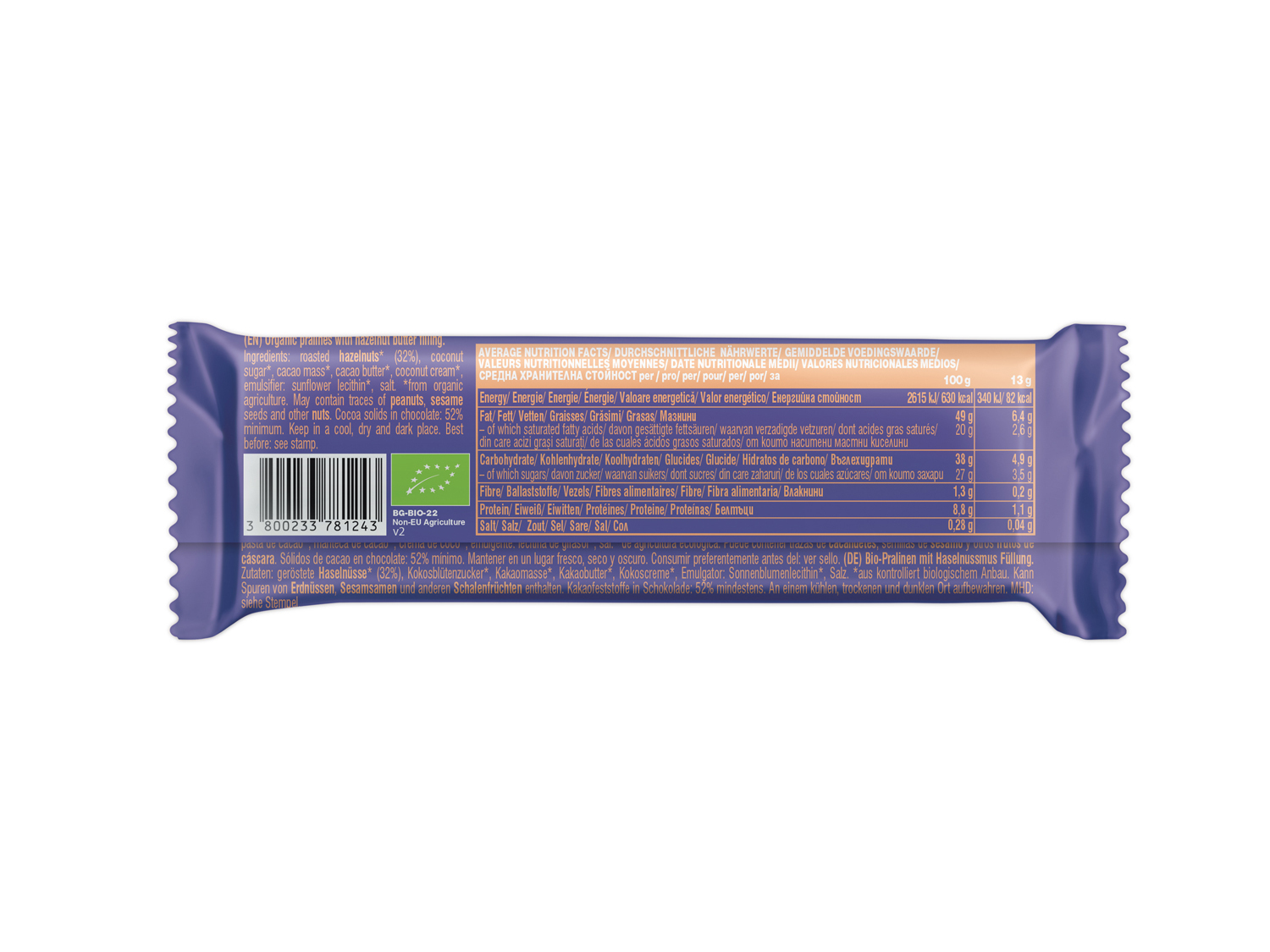 SNACK CHOCOLATE BETT'R RECHEIO AVELÃ 39 G
