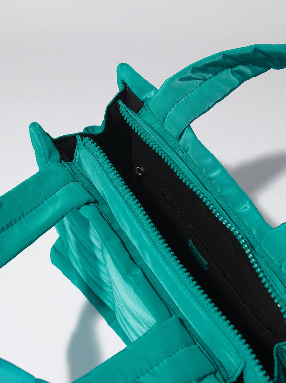 Bolsa de compras acolchoada em nylon - Azul