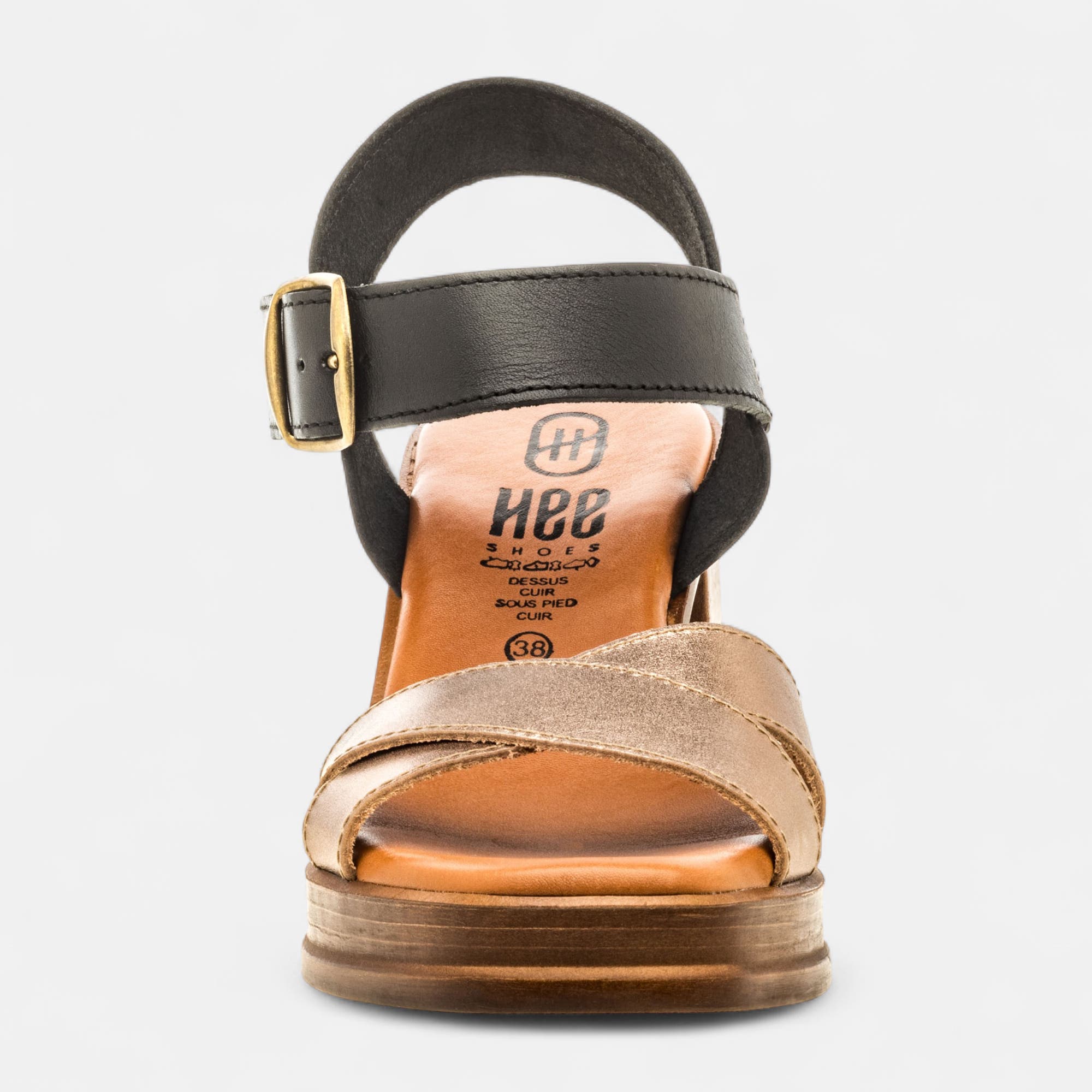 Nu-pieds à talon Femme en cuir or