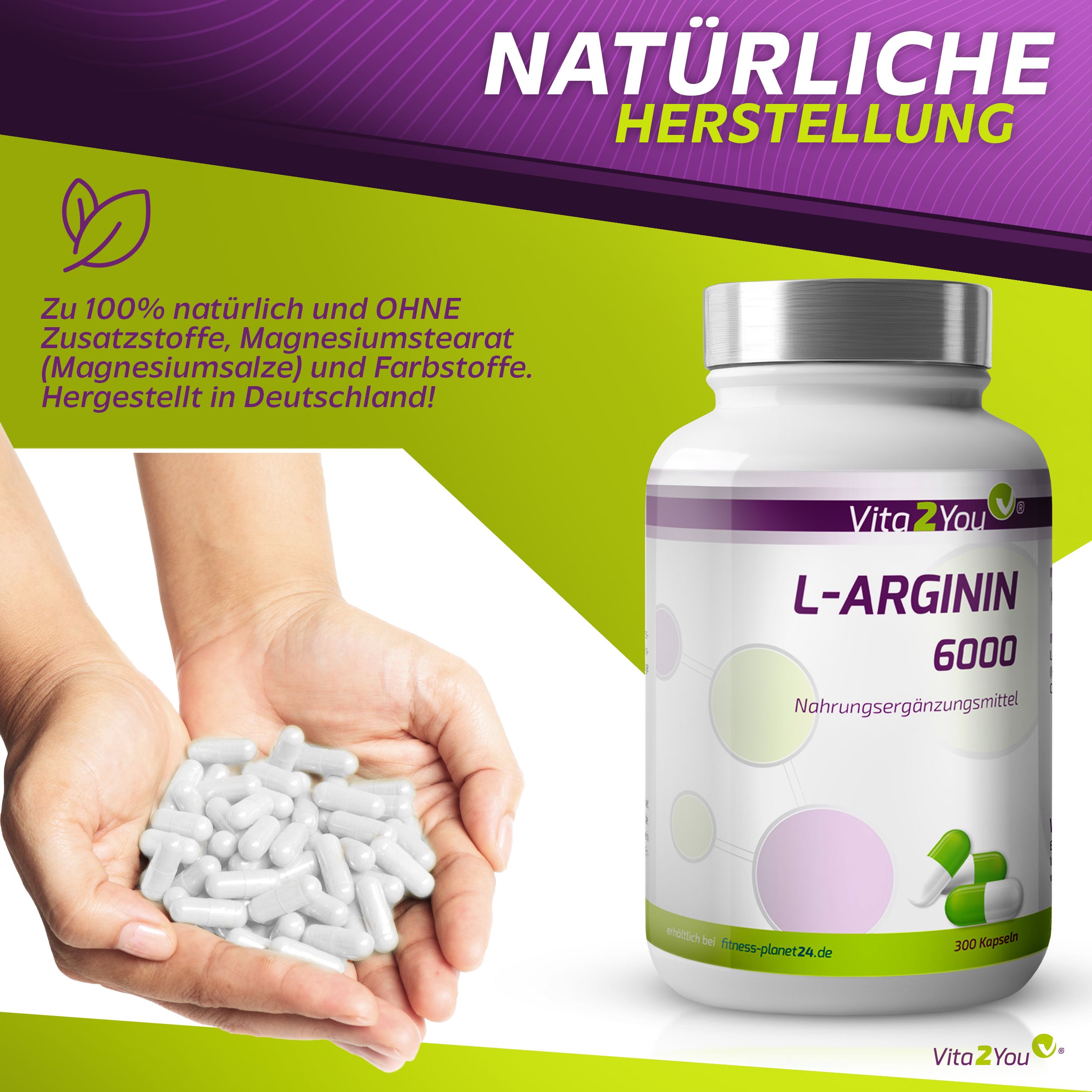 Vita2You L-Arginin 6000 Kapseln
