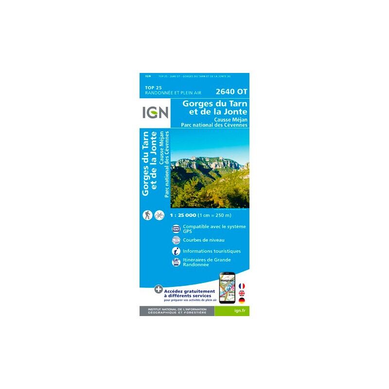 Gorges Du Tarn Et De La Jonte.Causse Méjan.Pn Des Cévennes - Carte topographique