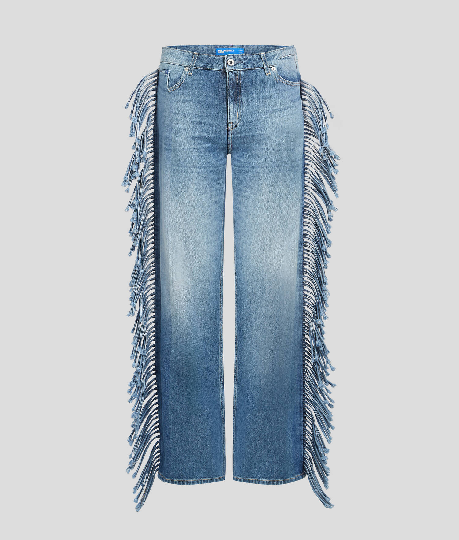 JEAN DÉCONTRACTÉ À FRANGES - Bleu moyen lavé à la pierre