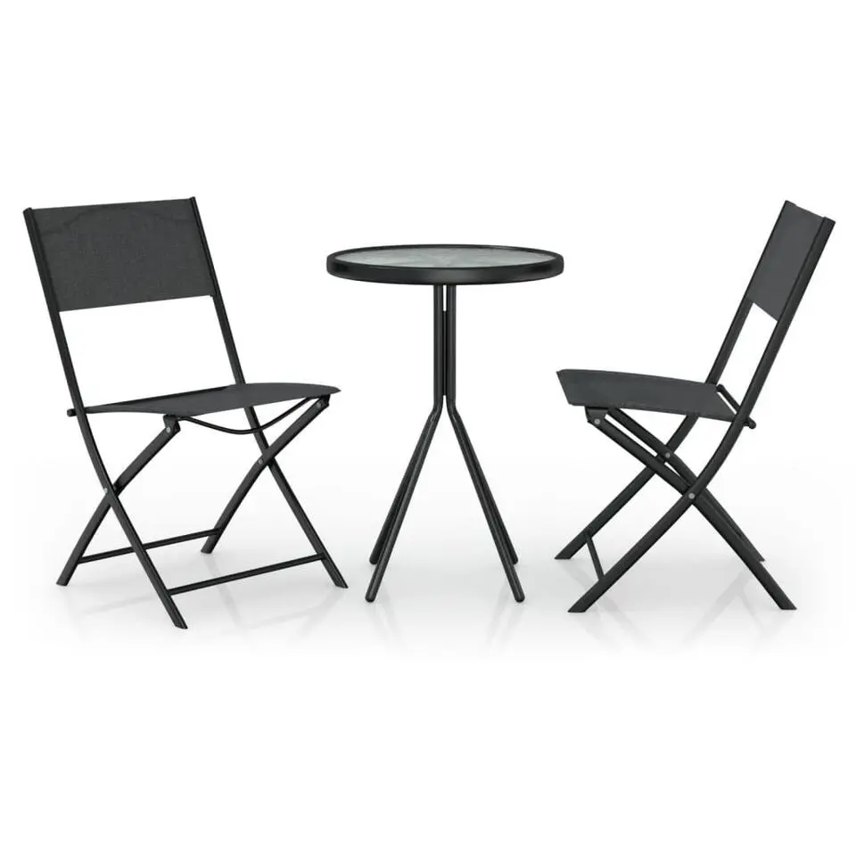 vidaXL - Bistroset - Zwart - Staal - 3 stuks