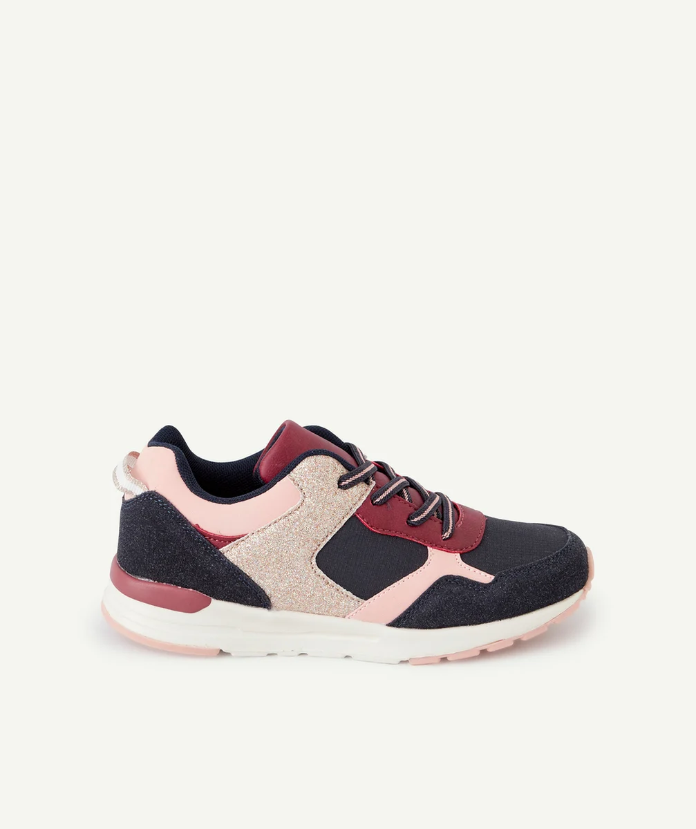 BASKETS COLORBLOCK FILLE ROSE ET BLEU MARINE À LACETS