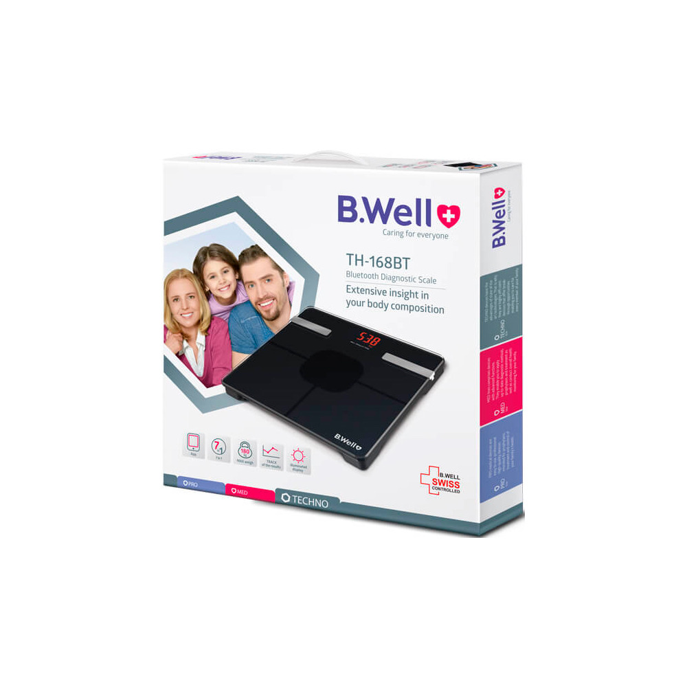 B.Well Badevægt (g) TH168 Bluetooth Body Fat Scale - 1 stk.