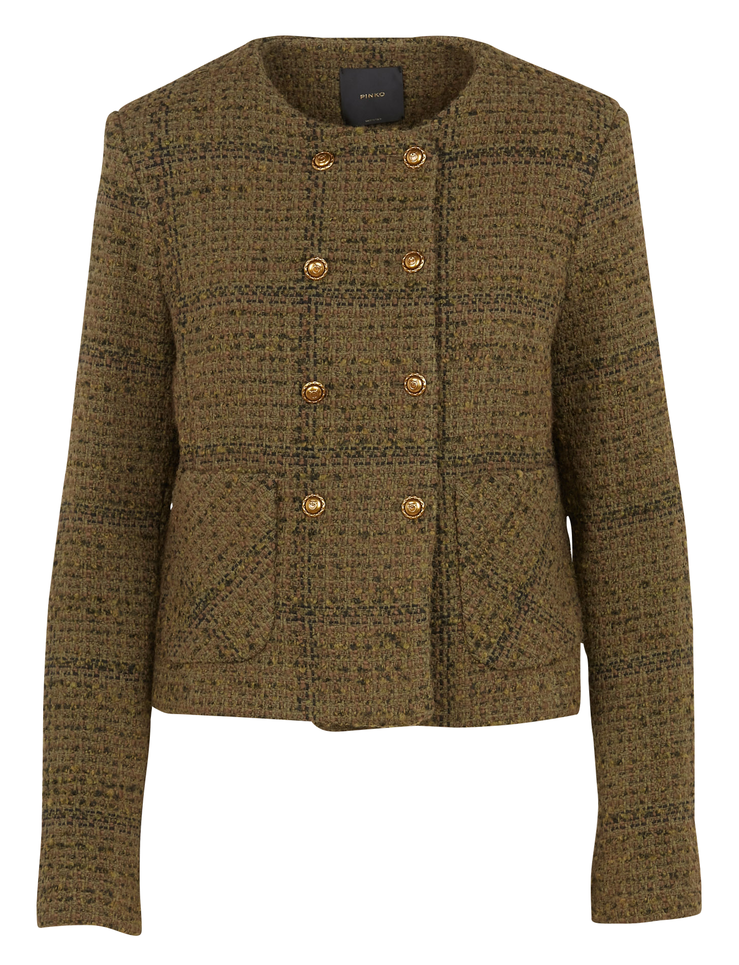ERMANNA - Veste col rond en coton et laine mélangés | Vert
