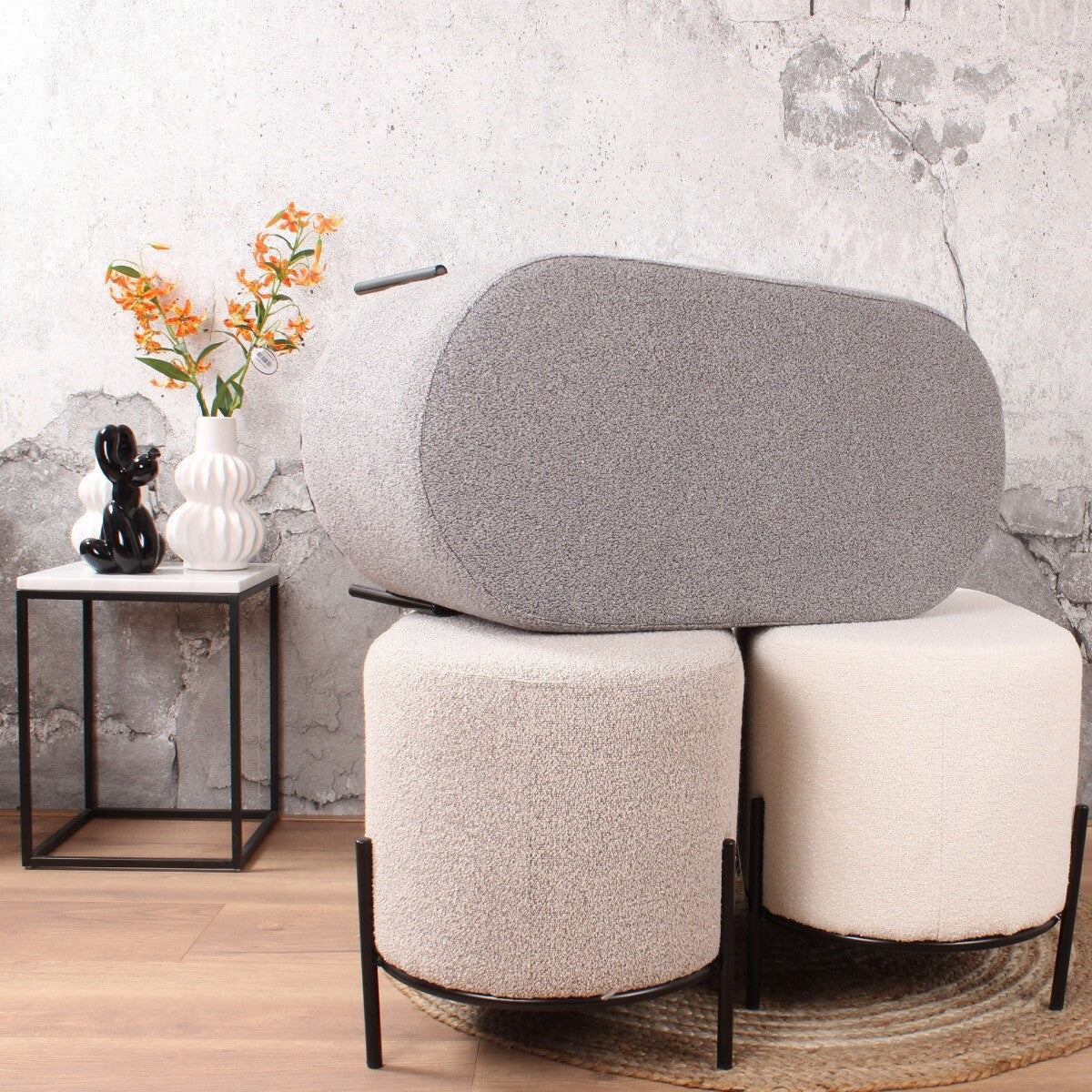 DS4U - Torben hocker duo 80x40x42 cm bouclé beige