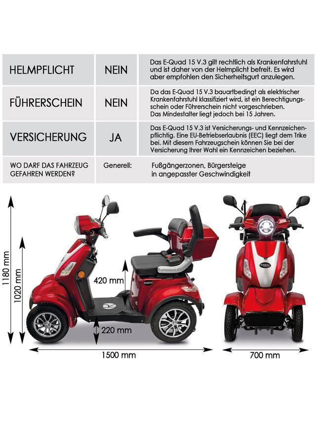Elektro-Quad mit Lithium Batterie und 95 km Reichweite, 1000 W