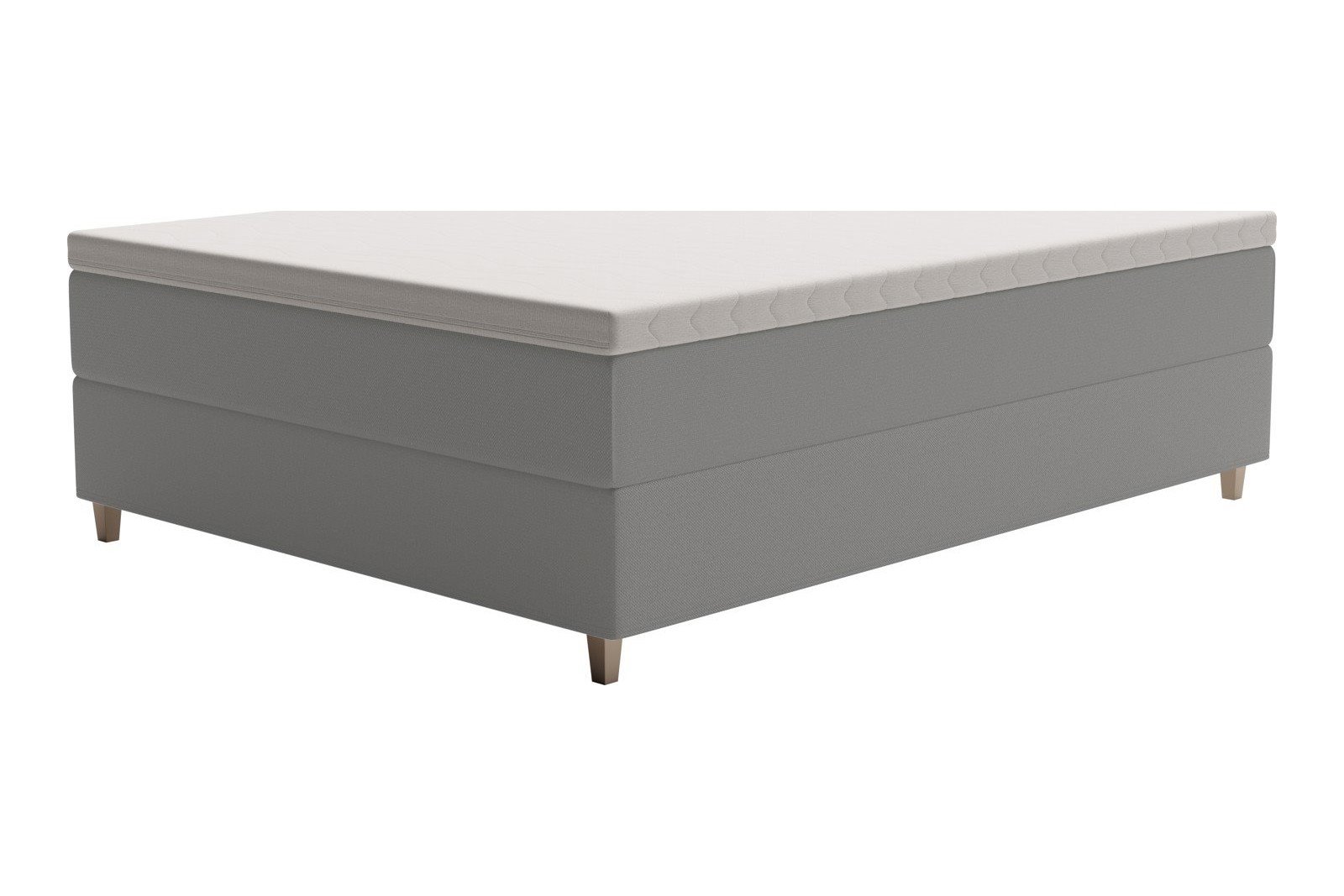 XOV Venus Kontinentalseng 140x200 cm i tekstil Terranova 04 beige, fast/fast med Premium 15 overmadrass og sort firkantede ben, gavl selges separate