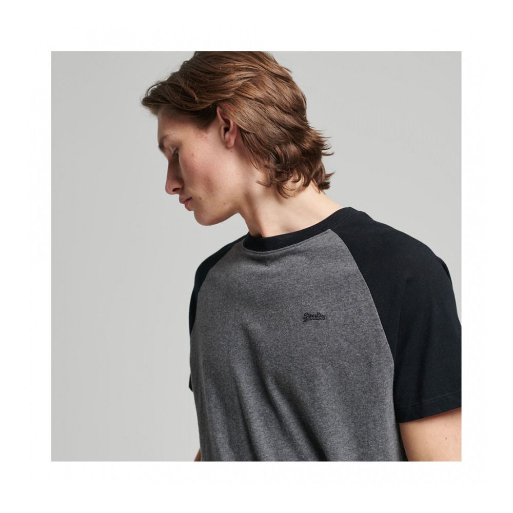 Superdry VINTAGE BASEBALL - Tee-shirt Homme rich charcoal marl/black
