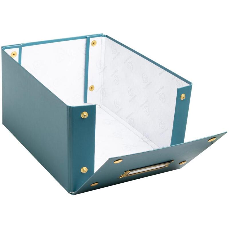 Boîte de rangement à plat carton 20x26x15cm Néo Déco - Bleu canard