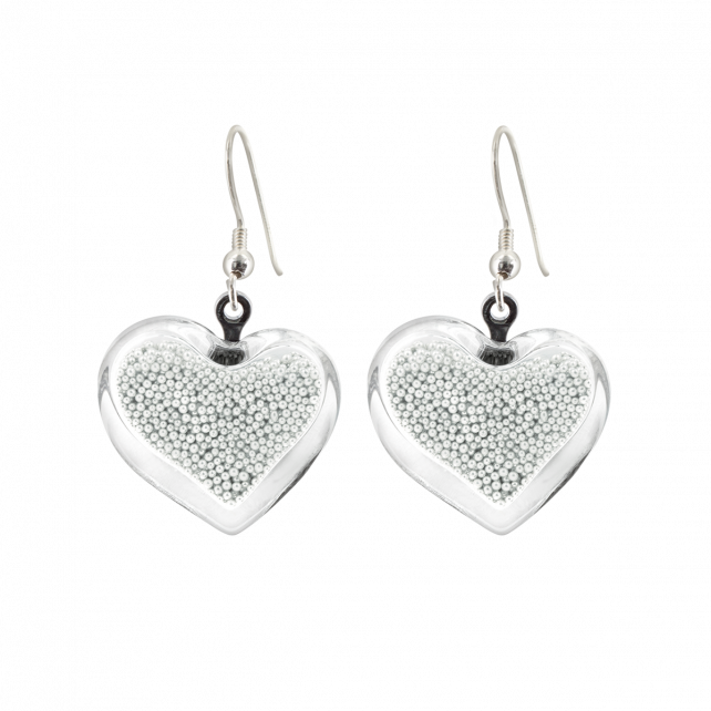 Boucles d'oreilles crochet en verre soufflé - Coeur Billes