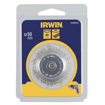 Irwin komstaaldraadborstel Ø50 mm voor (accu)boormachine. Voor schuren hout.