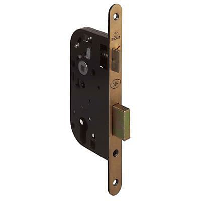 Serrure à encastrer avec cylindre Bricard bout rond noir axe 50 mm