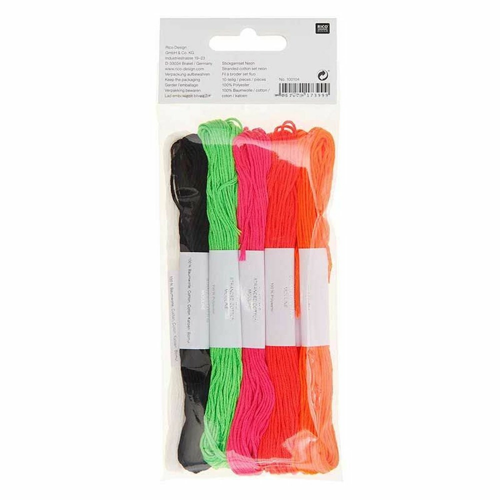 20 fils à broder en coton - fluo