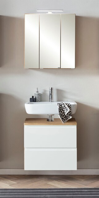 Waschtischkombination Gent weiß/braun B/H/T 60x200x35 cm