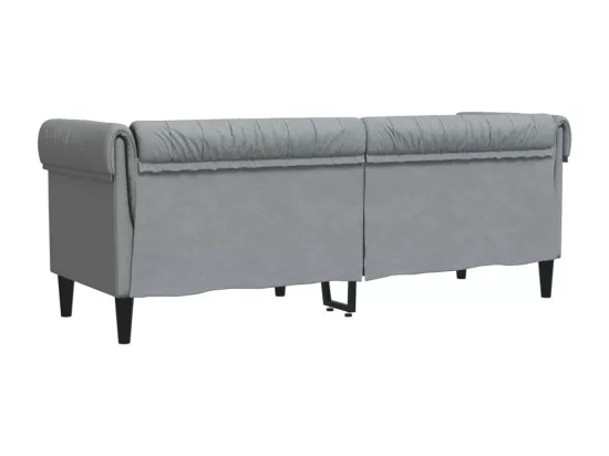 Canapé Chesterfield 3 places gris clair tissu