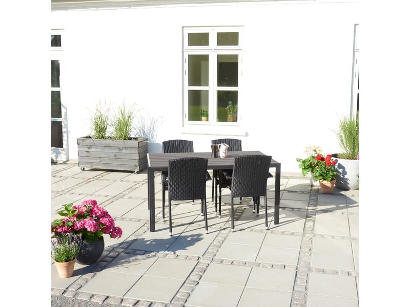 COCON Tisch Alice, 150 x 90 cm, Grau/Schwarz Gartentisch für Terrasse, Balkon oder Loggia