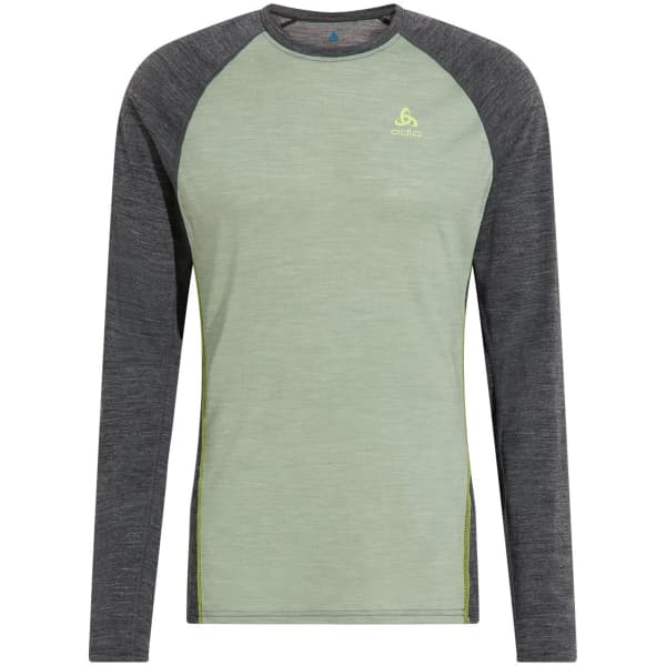 T-shirt thermique ODLO NATURAL PERFORMANCE PW 150 BL TOP CREW NECK L/S MATTE GREEN/DARK GREY MELANGE