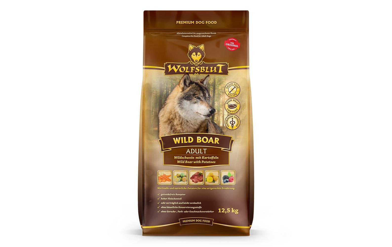 Trockenfutter Dog Wild Boar Adult, 12.5 kgAlleinfuttermittel für erwachsene Hunde mittlerer Rasse