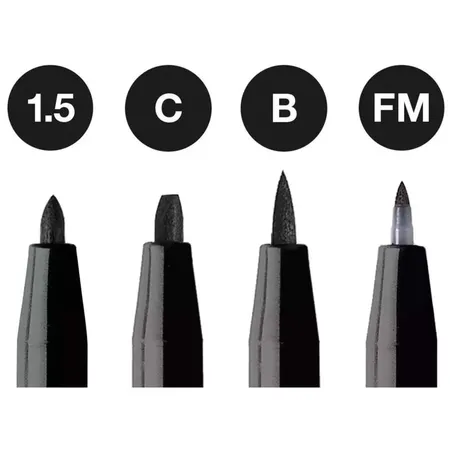 Faber-Castell Pitt Artist Pen Tuschestift, 4er Etui, schwarz
