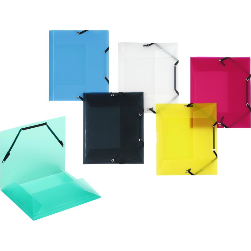 Chemise à élastique 3 rabats plastique Propyglass Viquel 17 x 22 cm - couleurs assorties