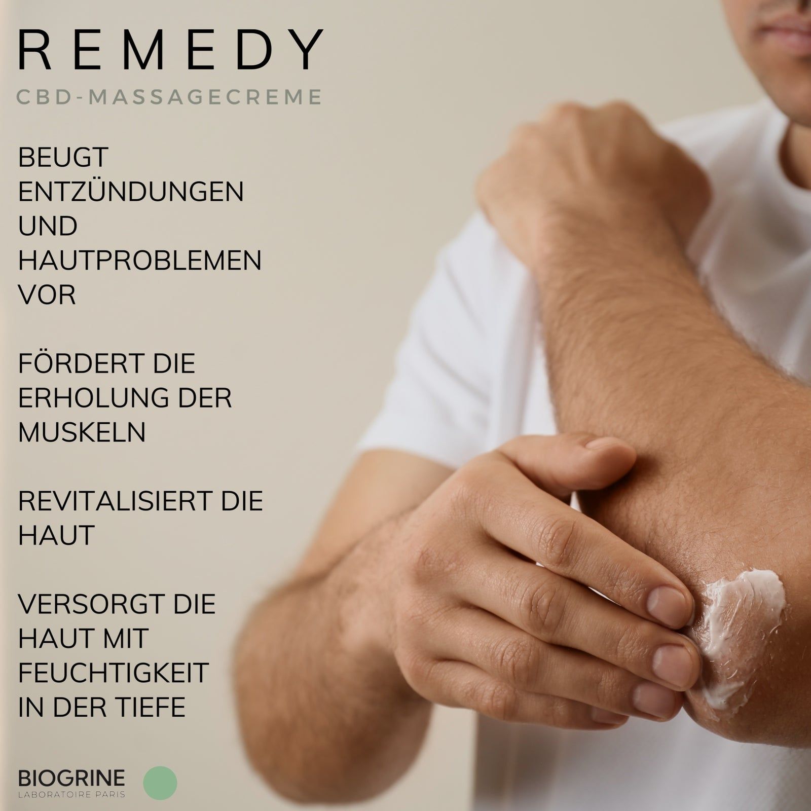 BIOGRINE „REMEDY“  CBD-MASSAGECREME  SHEABUTTER & GINSENG