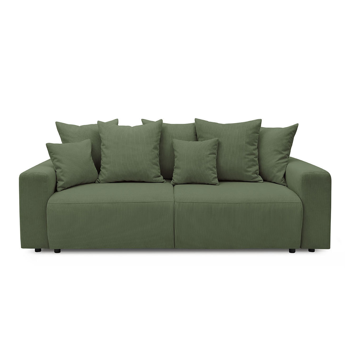 Bobochic Canapé 3 places velours côtelé convertible coffre Envy vert - 245x102x88 cm