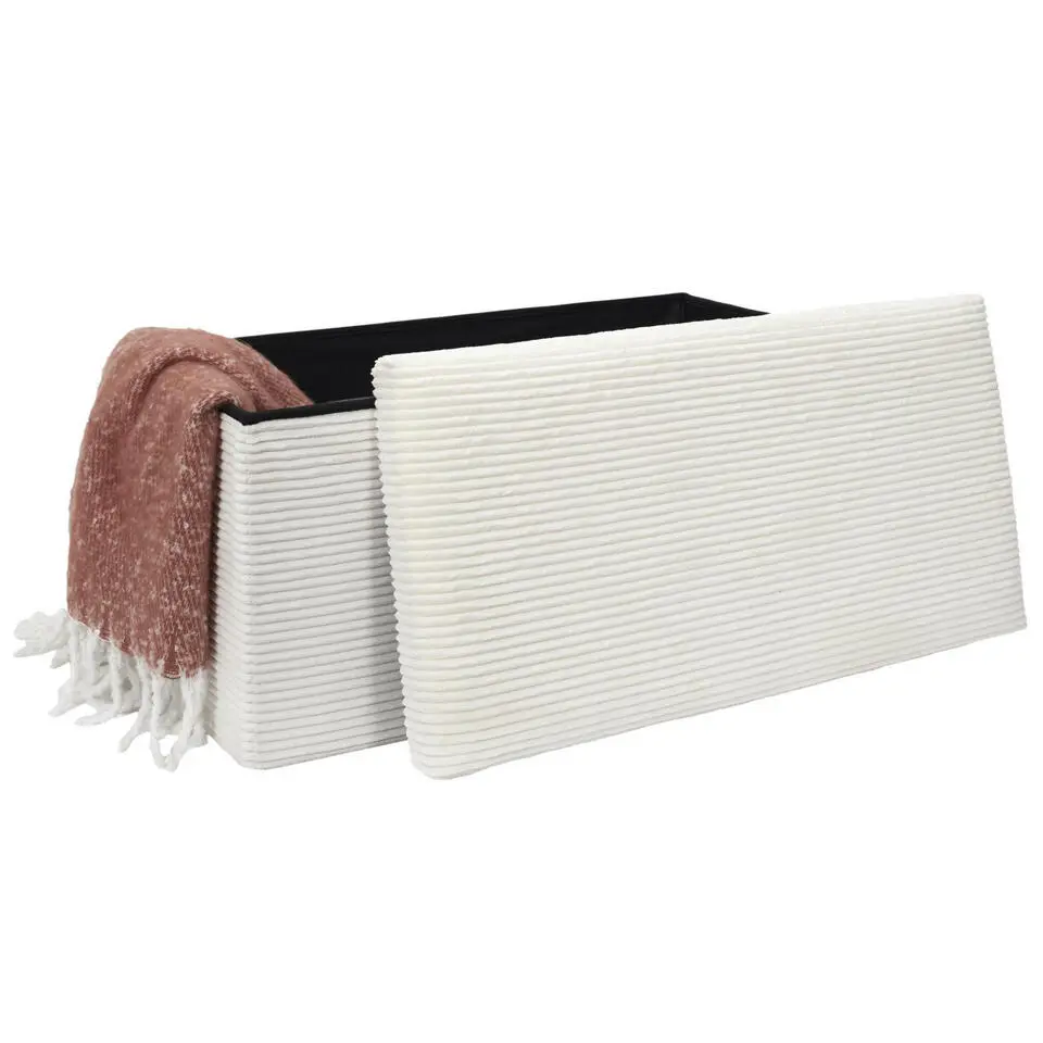 Home Deco Poef - Cocoonen - MDF/polyester - wit - 76 x 38 cm