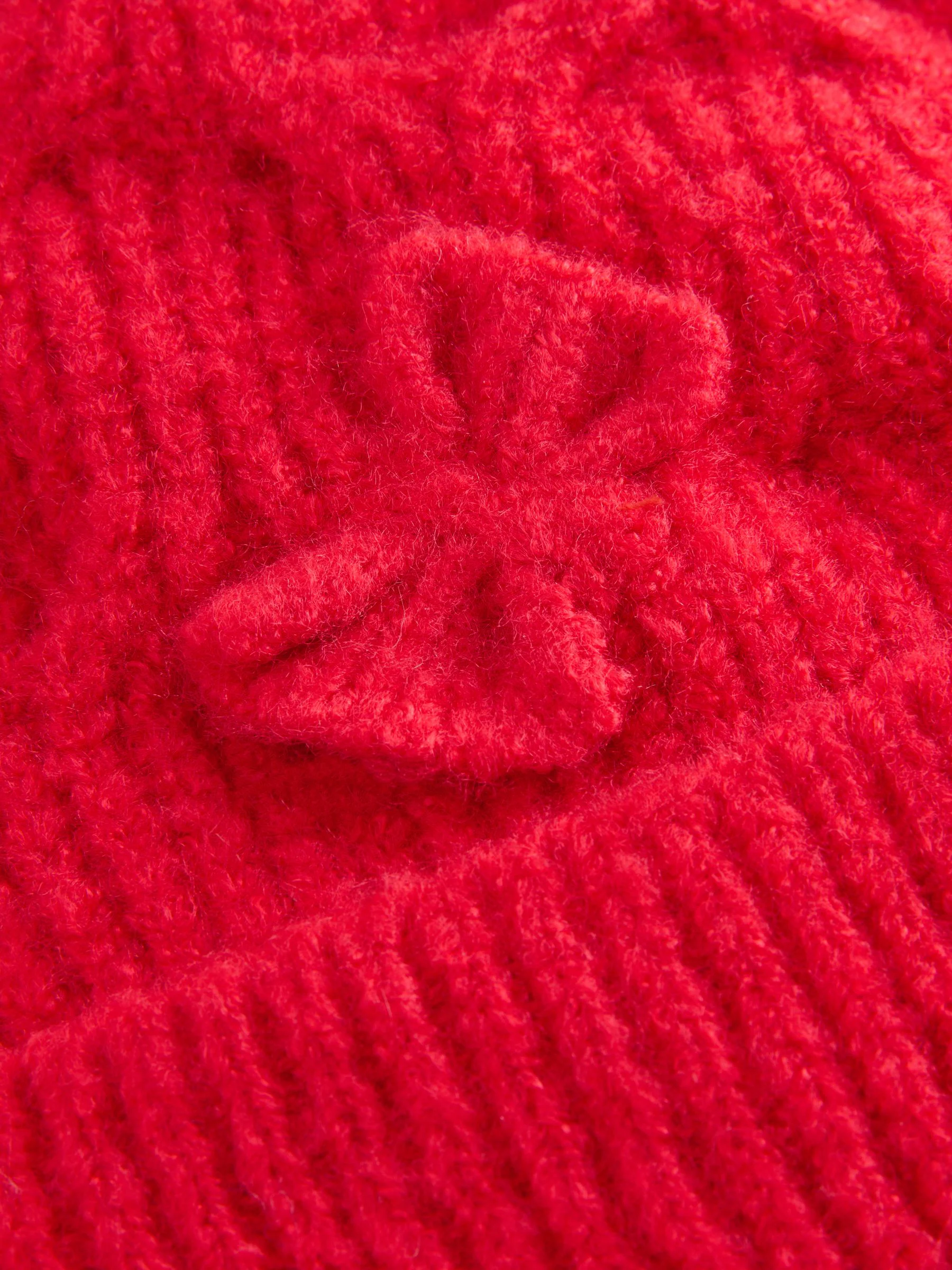 Rood - Beanie-muts met strik (1-16jr)