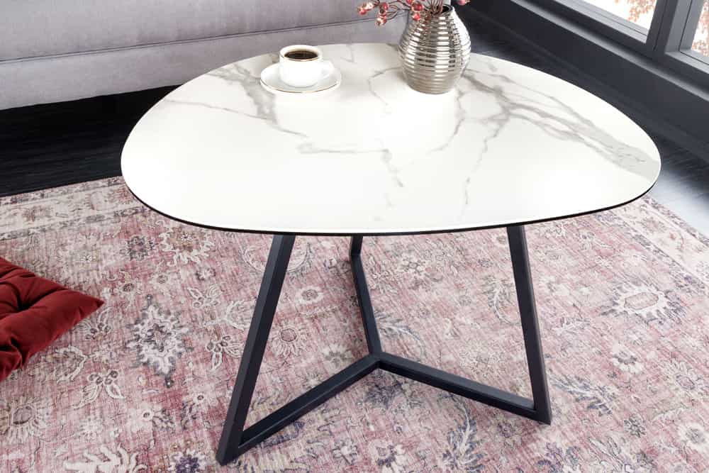 Moderner Couchtisch MARVELOUS 70cm weiß Marmor Keramik made in Italy