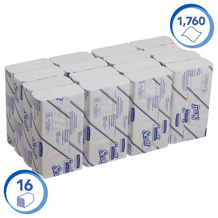 Scott 5856 16 stuks (1760st) Slimfold Handdoeken 1-Laags M-vouw wit (5856)