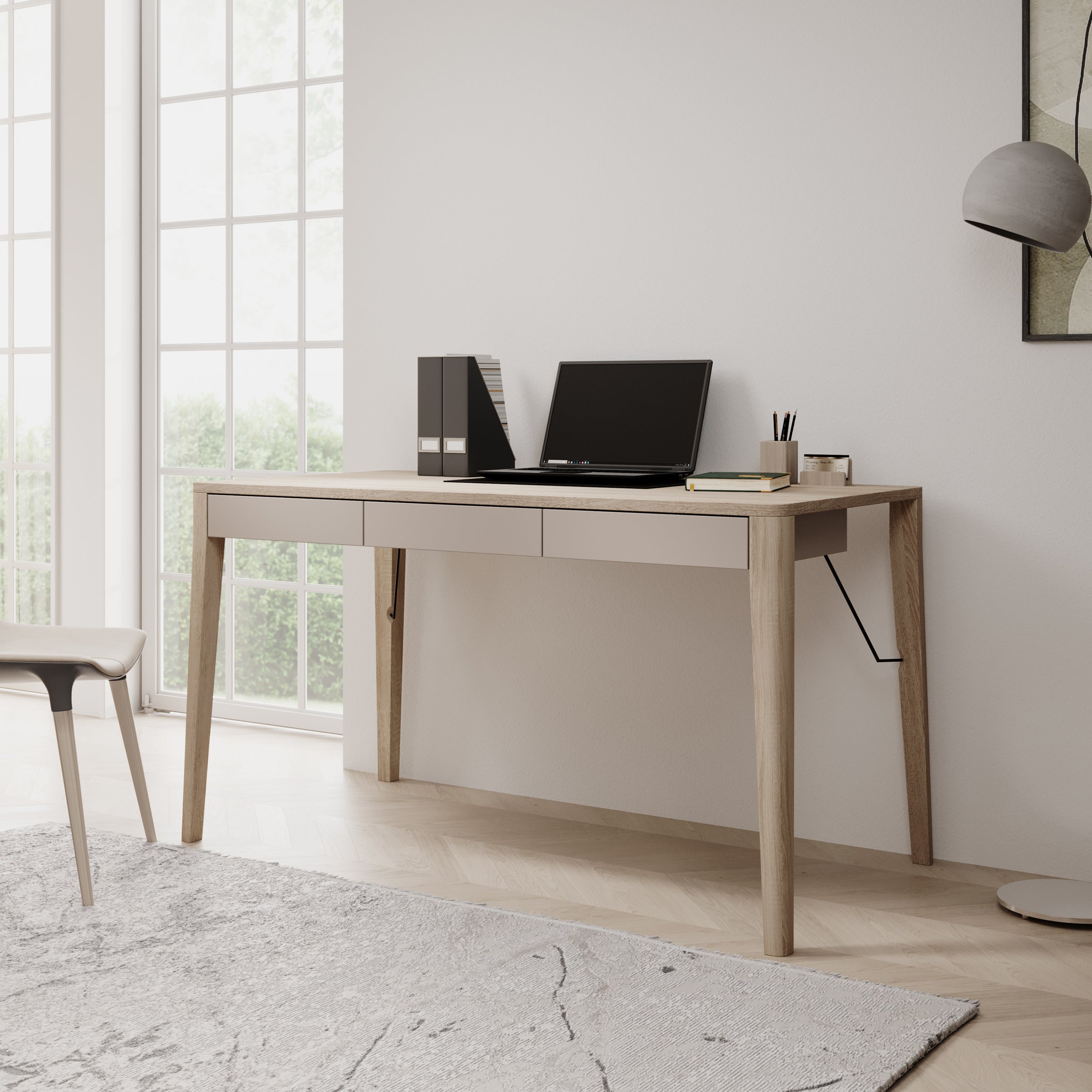 Meubella - Bureau Mazar - Licht eiken - 139 cm