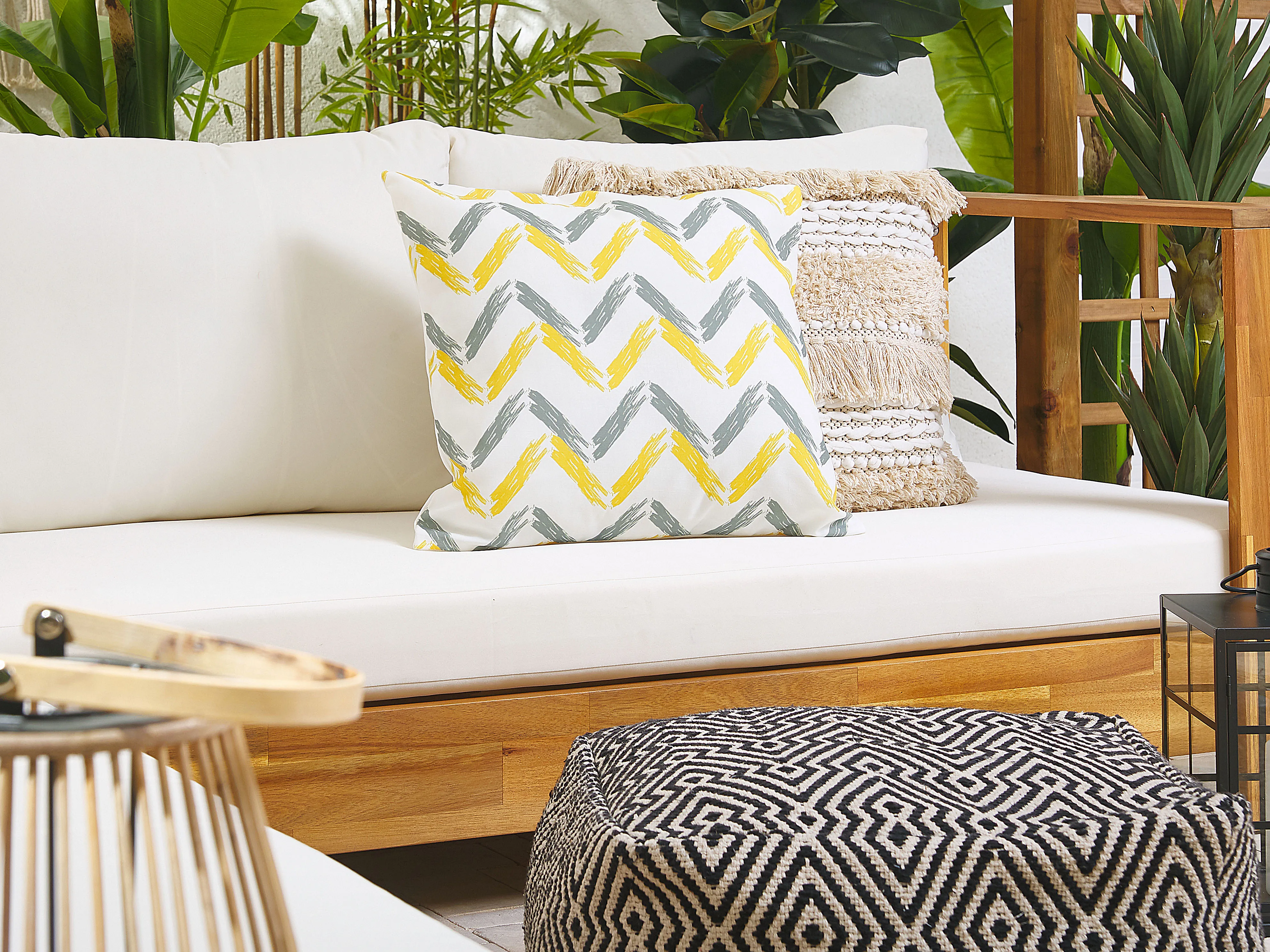 Tuinkussen AFFILE chevron patroon 45 x 45 cm Meerkleurig
