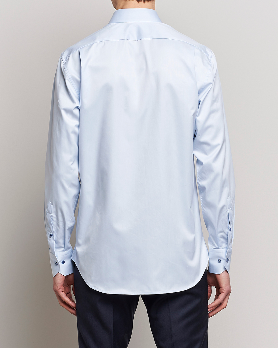 Stenströms Fitted Body Contrast Twill Shirt Light Blue