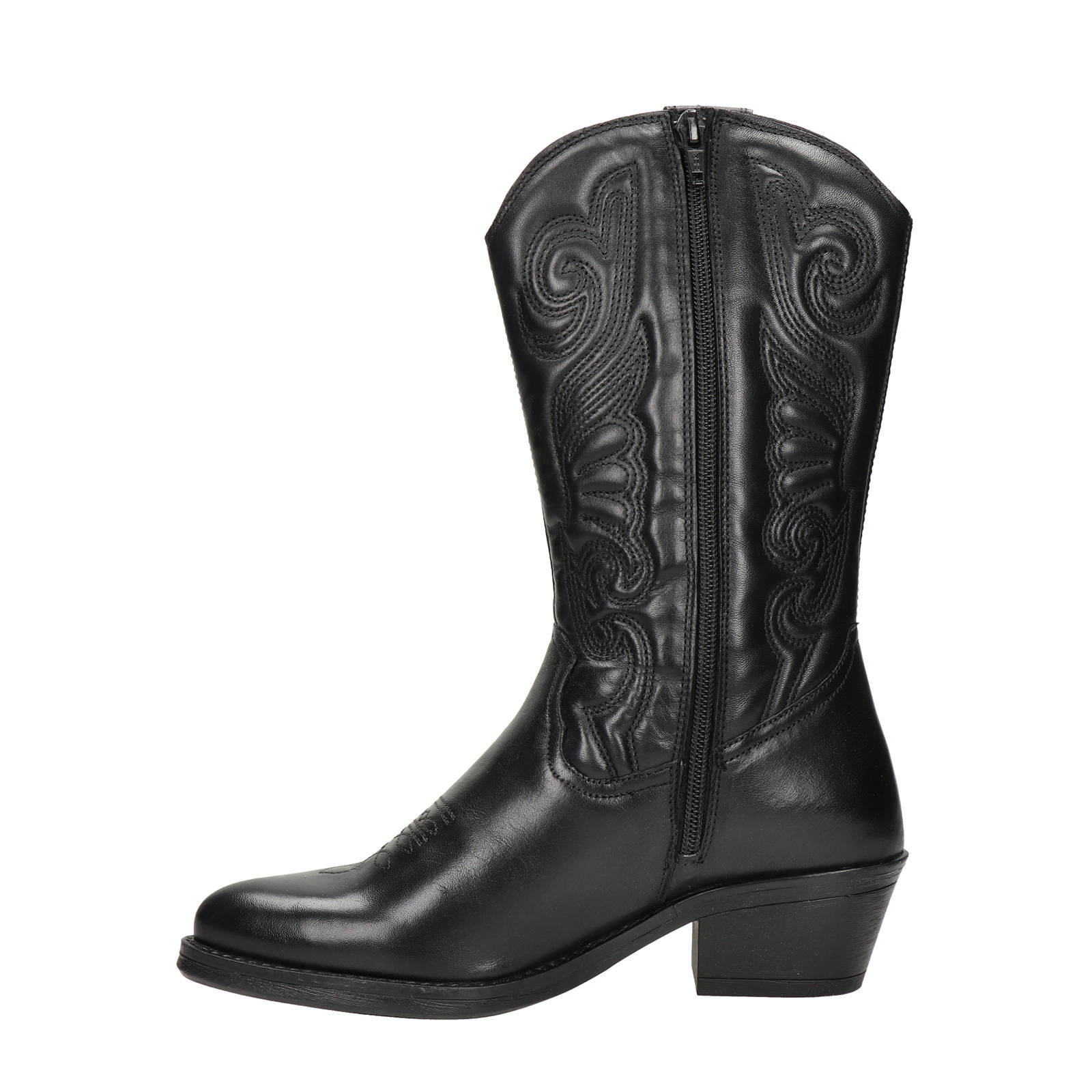 Nelson leren cowboylaarzen zwart