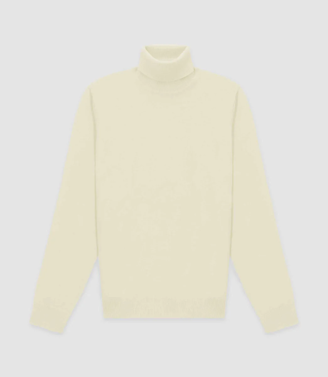 Pull col roulé écru