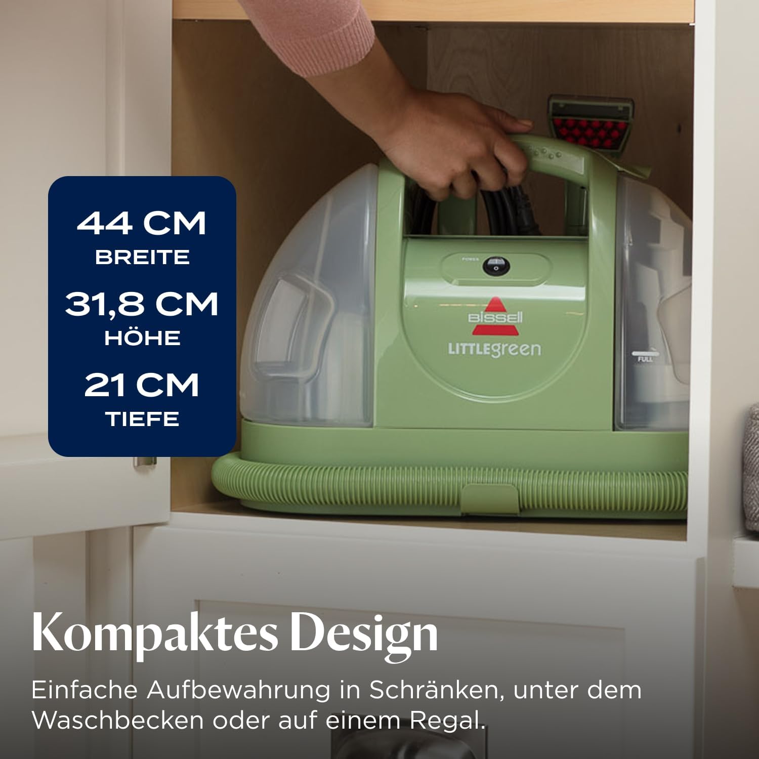 BISSELL Little Green, Polsterreiniger Gerät, Teppichreiniger für Alltägliche Flecken & Verschmutzungen, Waschsauger, Nasssauger für Teppiche, Polster, Auto & Mehr, Leistungsstarker 340W Motor, 4098N