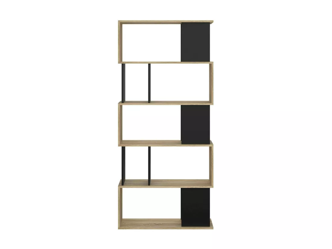 Bibliothèque Dscamacc, Etagère de bureau, Porte-livre mobile, Librairie, 80x29 h175 cm, Chêne et Noir