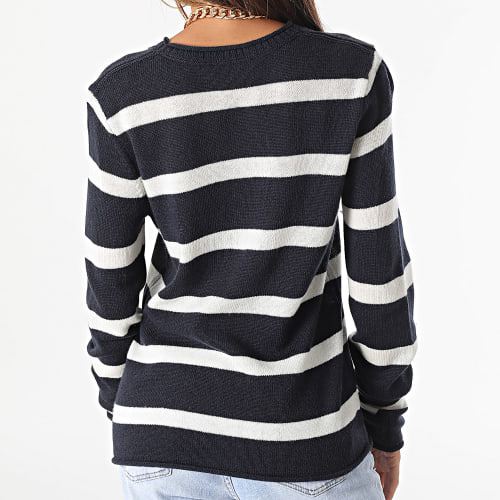 Pull Femme Soft 0264 Bleu Marine Blanc