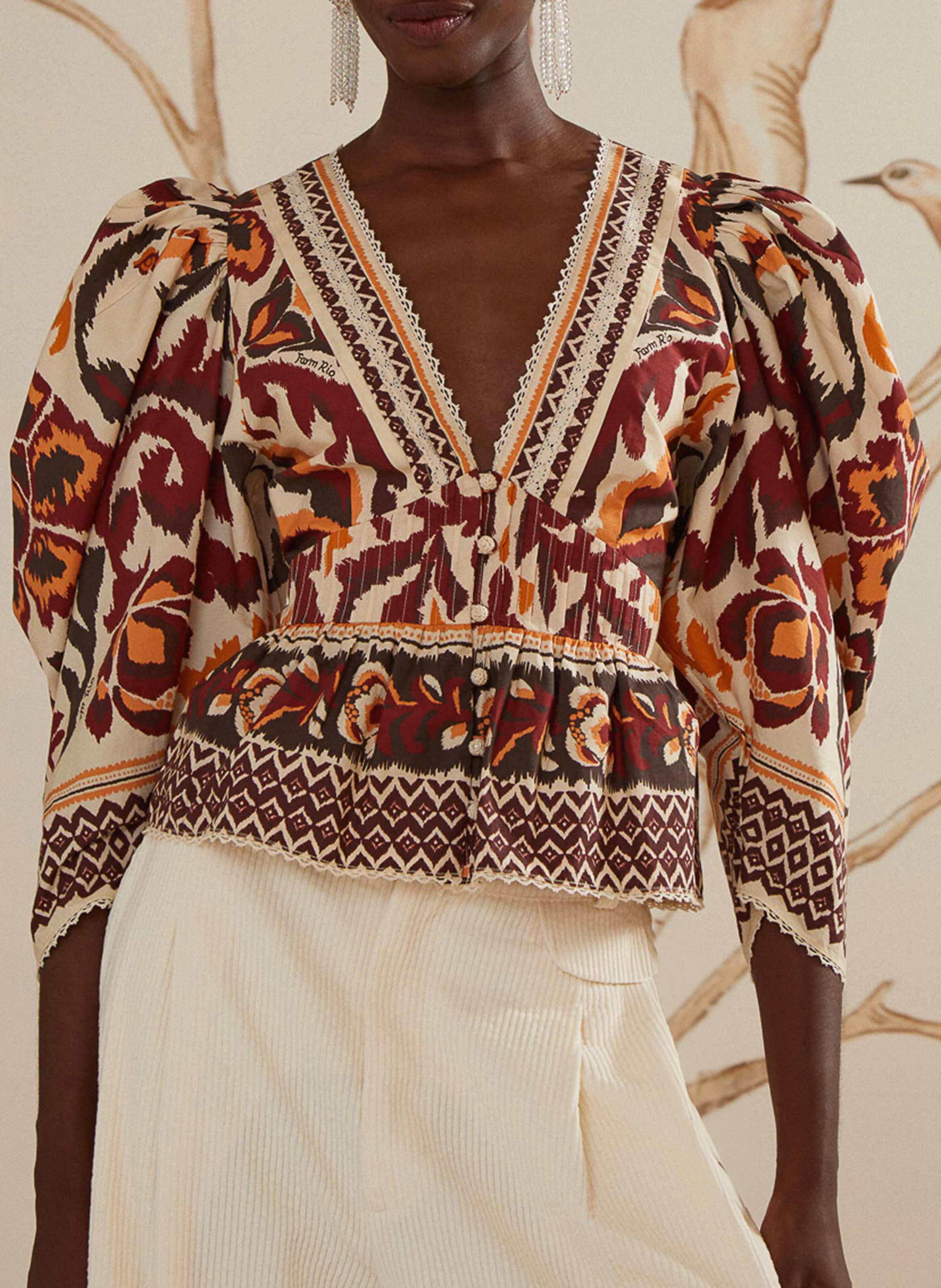 Chemisier manches bouffantes| Multicolore