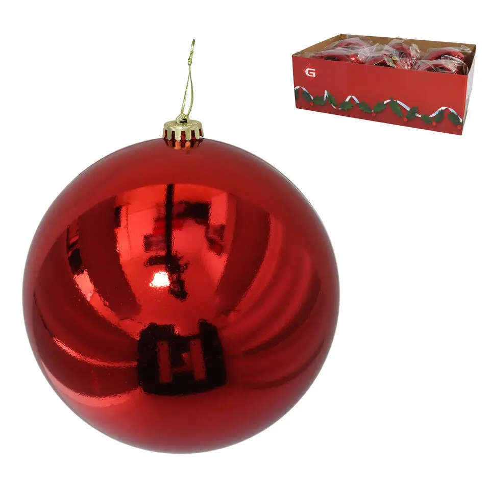 Gerimport Grote decoratie kerstbal - rood - 20 cm - kunststof